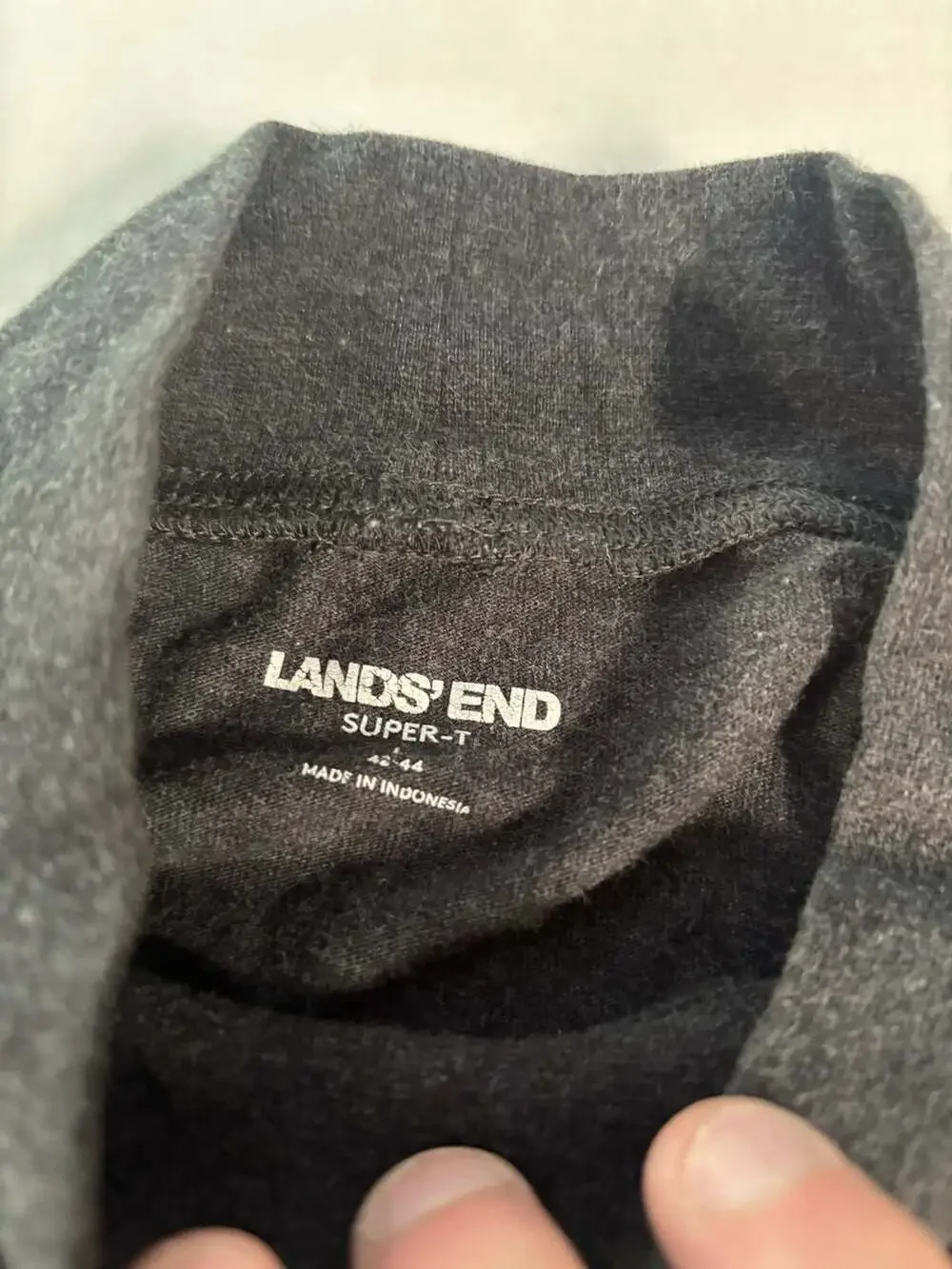 Lands' End Super-T Long Sleeve Turtleneck Top Mens Large Gray